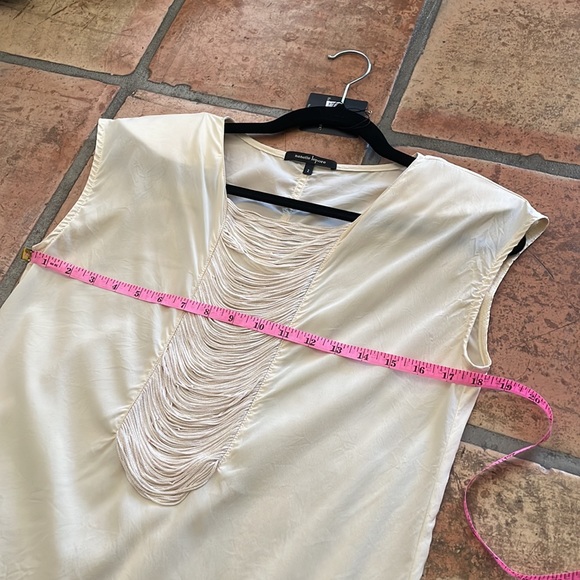 NANETTE LEPORE 100% Silk Cream Sleeveless Blouse with Beautiful Front Details - Picture 6 of 13